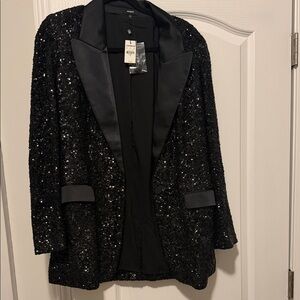 Express Black Sequin Blazer